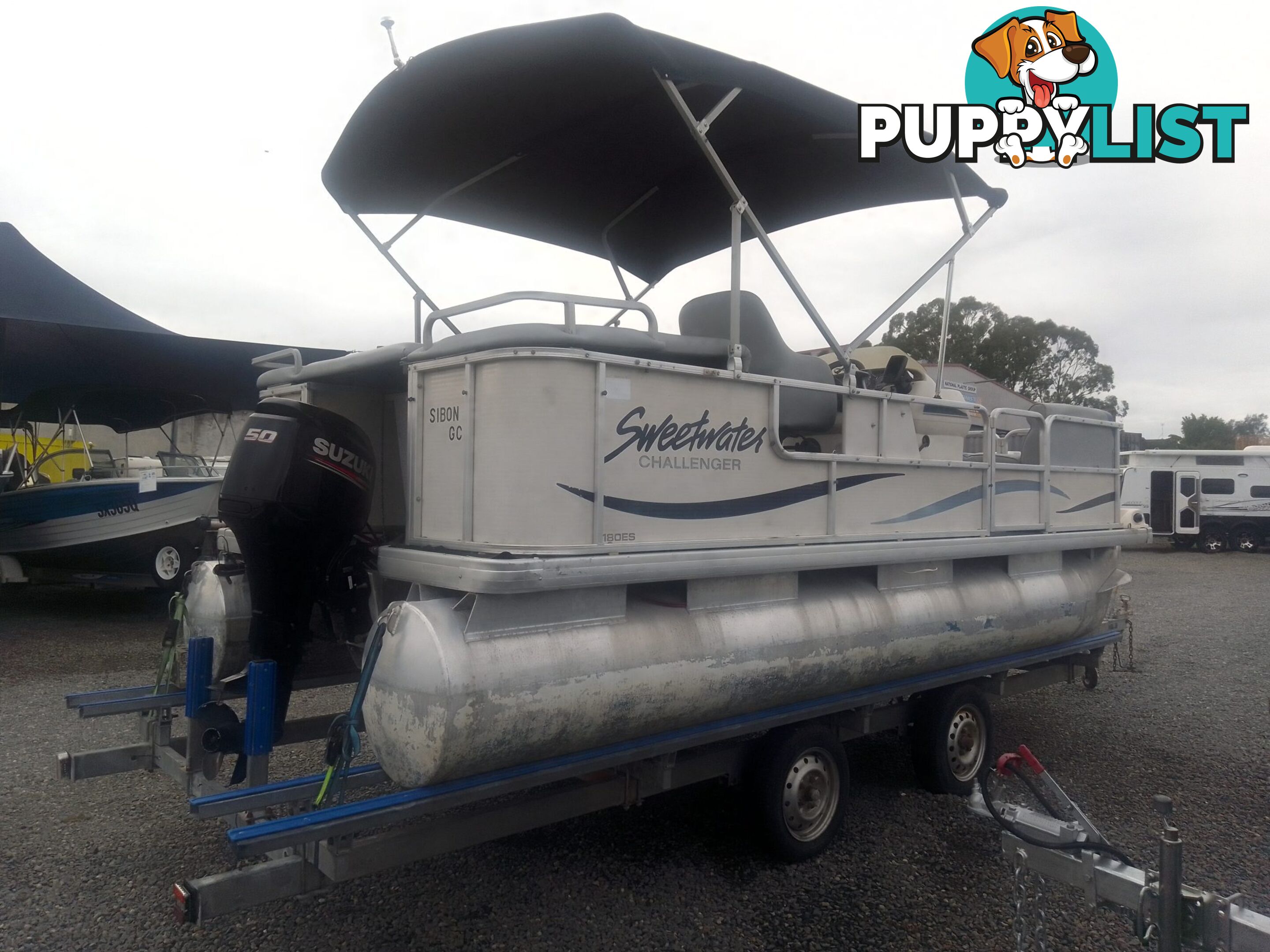 USED 2003 SWEETWATER CHALLENGER 180SE PONTOON BOAT WITH A 2019 SUZUKI 4 STROKE OUTBOARD