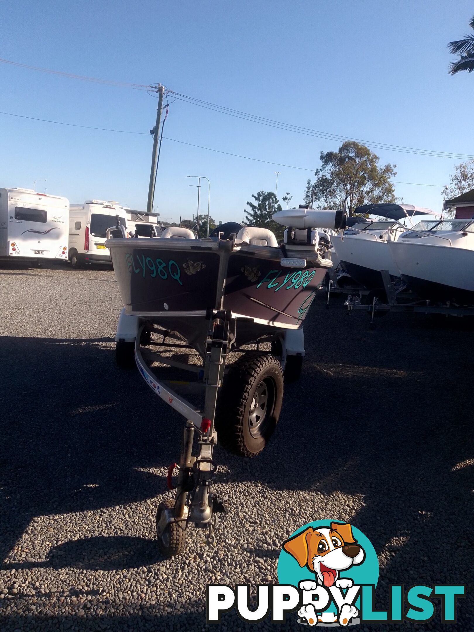 USED 2019 QUINTREX REGENADE 420 WITH A 50HP MERCURY 4 STROKE TILLER STEER ON A 2018 TELWATER TRAILER