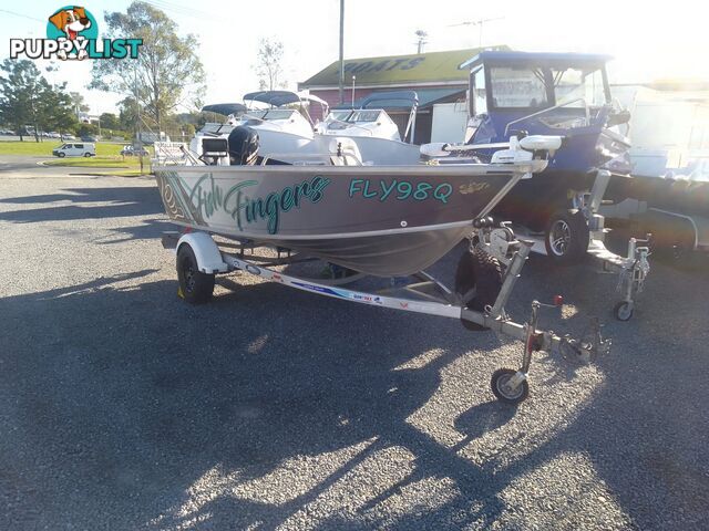 USED 2019 QUINTREX REGENADE 420 WITH A 50HP MERCURY 4 STROKE TILLER STEER ON A 2018 TELWATER TRAILER