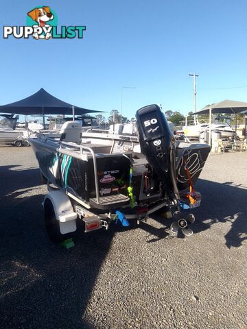 USED 2019 QUINTREX REGENADE 420 WITH A 50HP MERCURY 4 STROKE TILLER STEER ON A 2018 TELWATER TRAILER