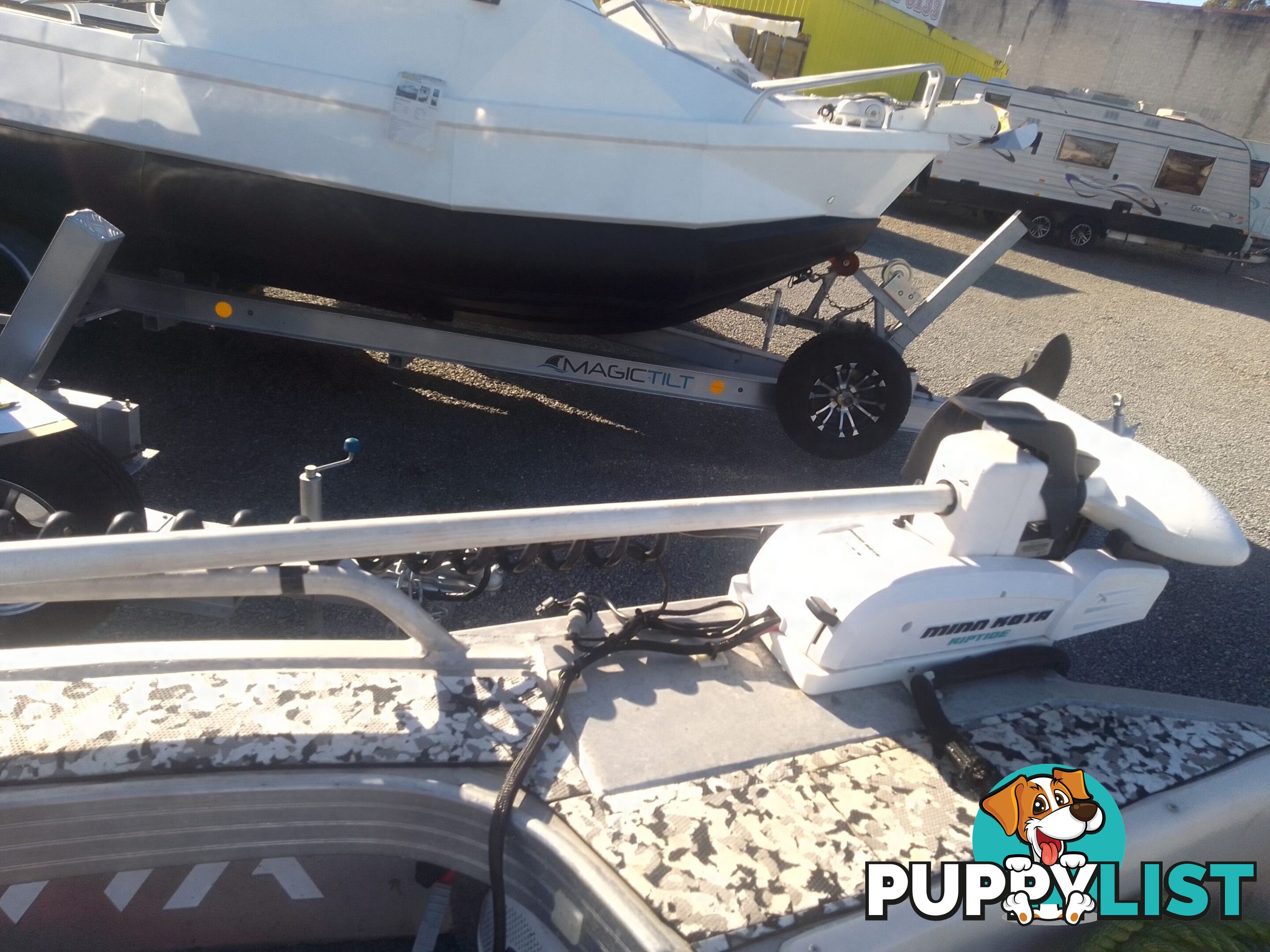 USED 2019 QUINTREX REGENADE 420 WITH A 50HP MERCURY 4 STROKE TILLER STEER ON A 2018 TELWATER TRAILER