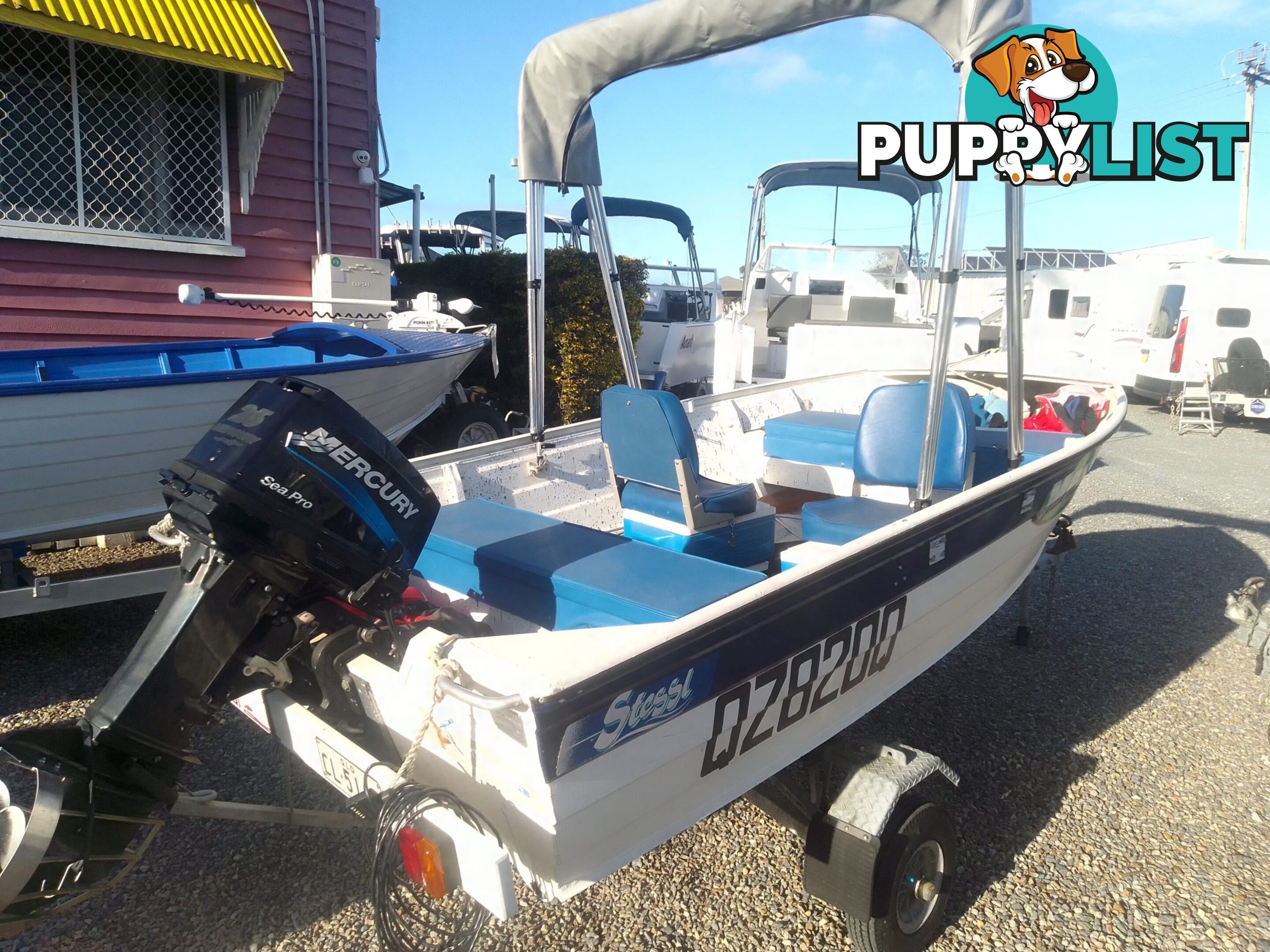 USED 2006 STESSL 3.8M OPEN DINGHY ON A 2007 BELCO TRAILER WITH A 2008 MODEL MERCURY 25HP OUTBOARD