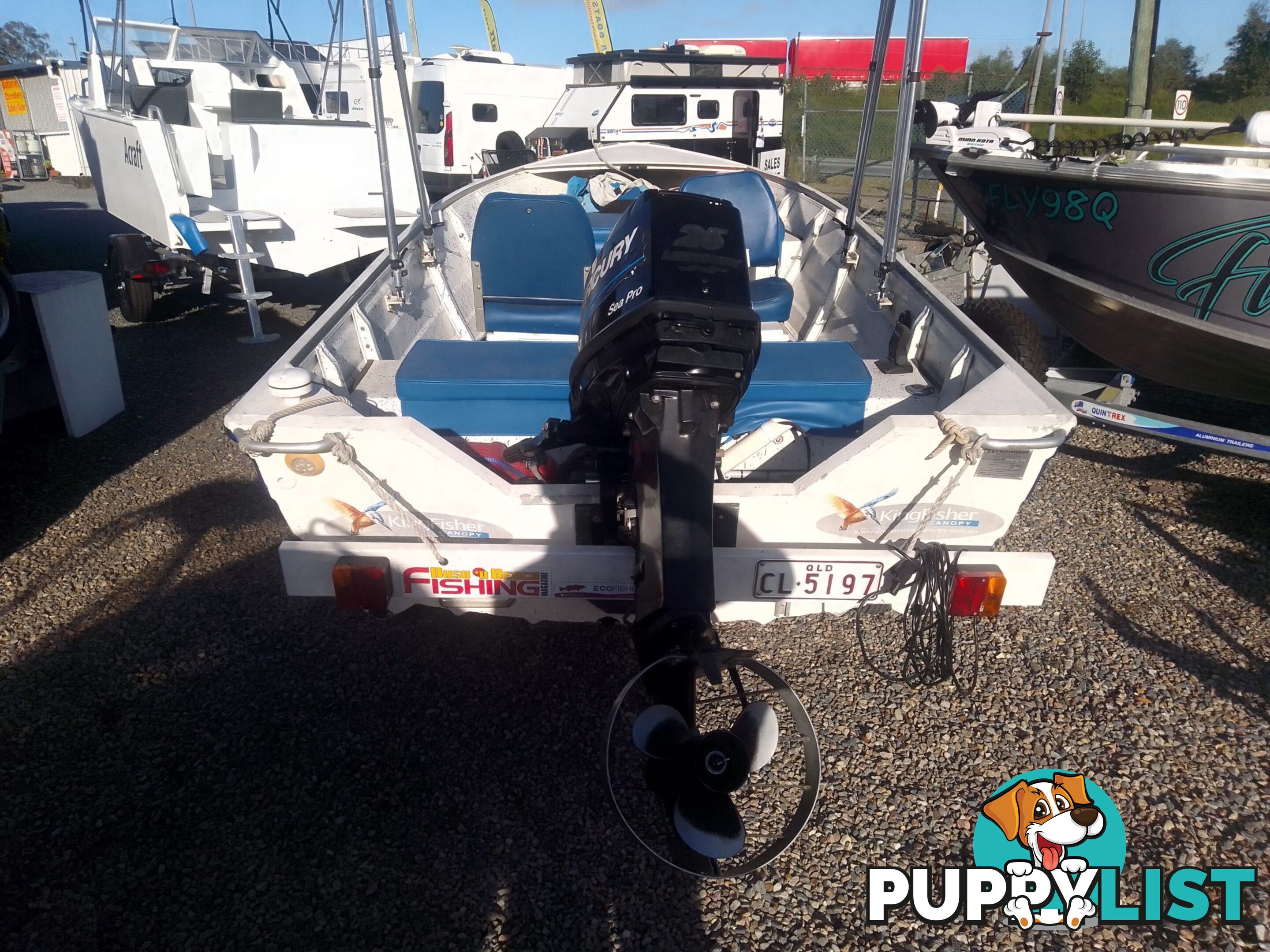 USED 2006 STESSL 3.8M OPEN DINGHY ON A 2007 BELCO TRAILER WITH A 2008 MODEL MERCURY 25HP OUTBOARD