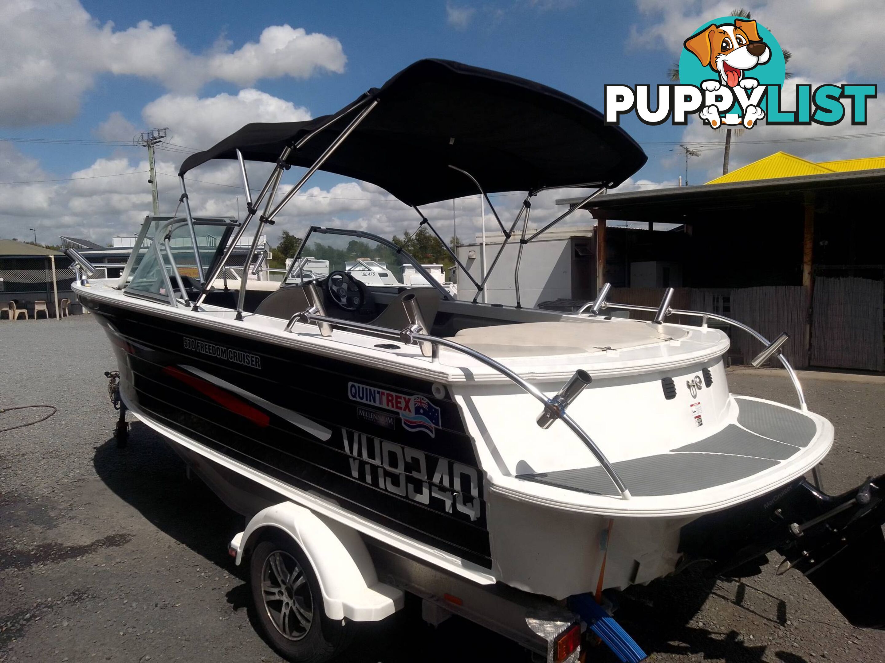 QUINTREX 570 FREEDOM CRUISER BOWRIDER-MERCRUISER 3.0L MPI 135HP STERNDRIVE AND TRAILER