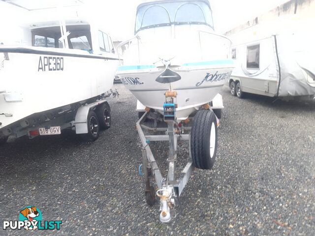 USED 2001 HAINES HUNTER 530 HALF CABIN ON A 2002 TINKA MULTI ROLLER TRAILER WITH A 115HP YAMAHA OUTBOARD.