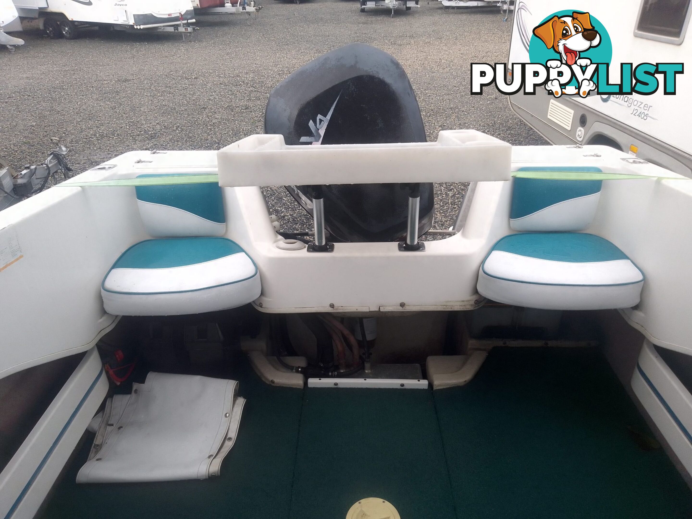 USED 2001 HAINES HUNTER 530 HALF CABIN ON A 2002 TINKA MULTI ROLLER TRAILER WITH A 115HP YAMAHA OUTBOARD.