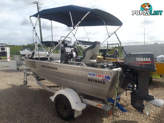 USED 2018 QUINTREX 390 OUTBACK EXPLORER CENTRE CONSOLE OPEN DINGHY WITH A 40HP YAMAHA 3 CYLINDER OUTBOARD MOTOR ON A 2018 MODEL TELWATER TRAILER