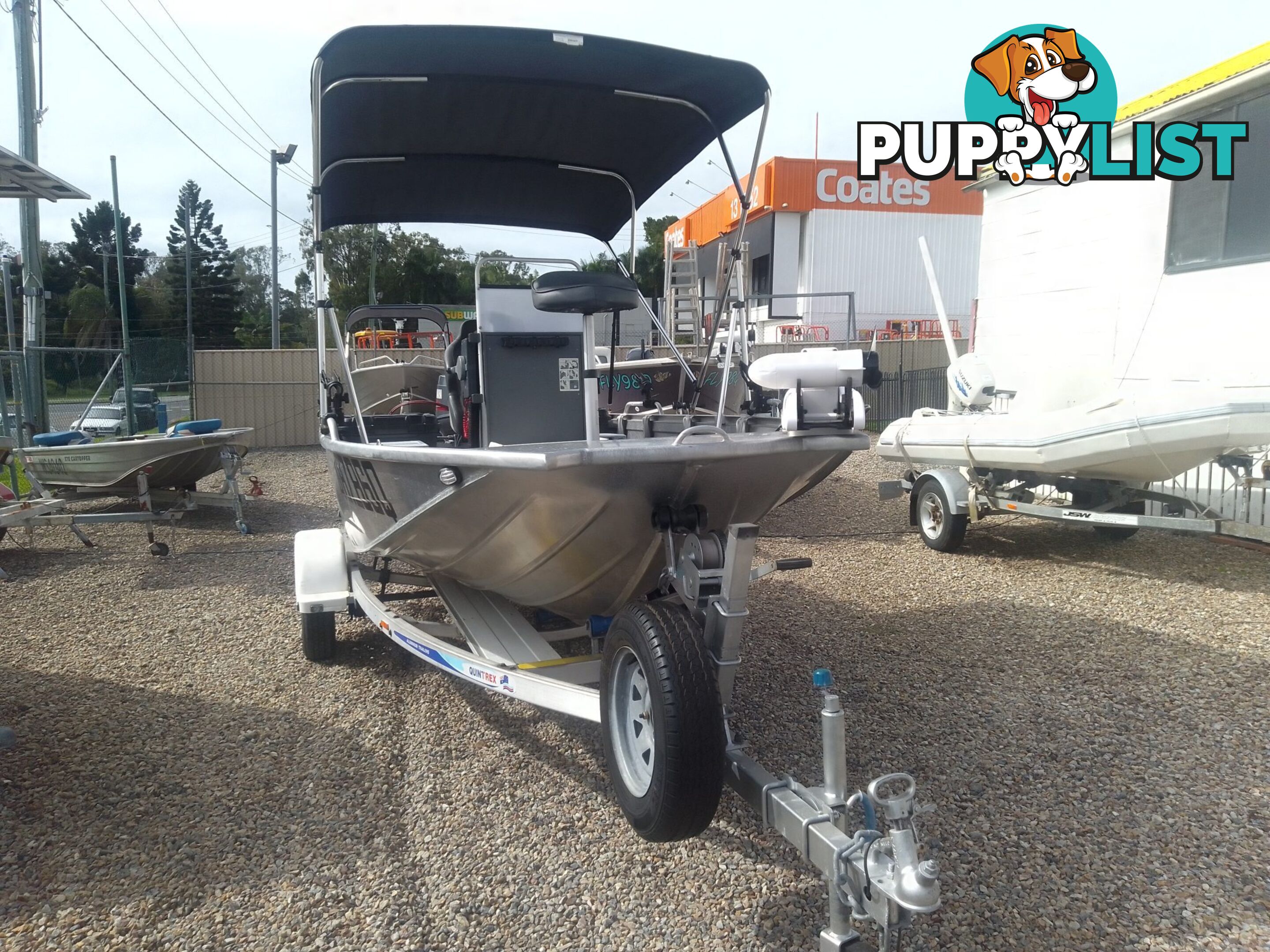 USED 2018 QUINTREX 390 OUTBACK EXPLORER CENTRE CONSOLE OPEN DINGHY WITH A 40HP YAMAHA 3 CYLINDER OUTBOARD MOTOR ON A 2018 MODEL TELWATER TRAILER