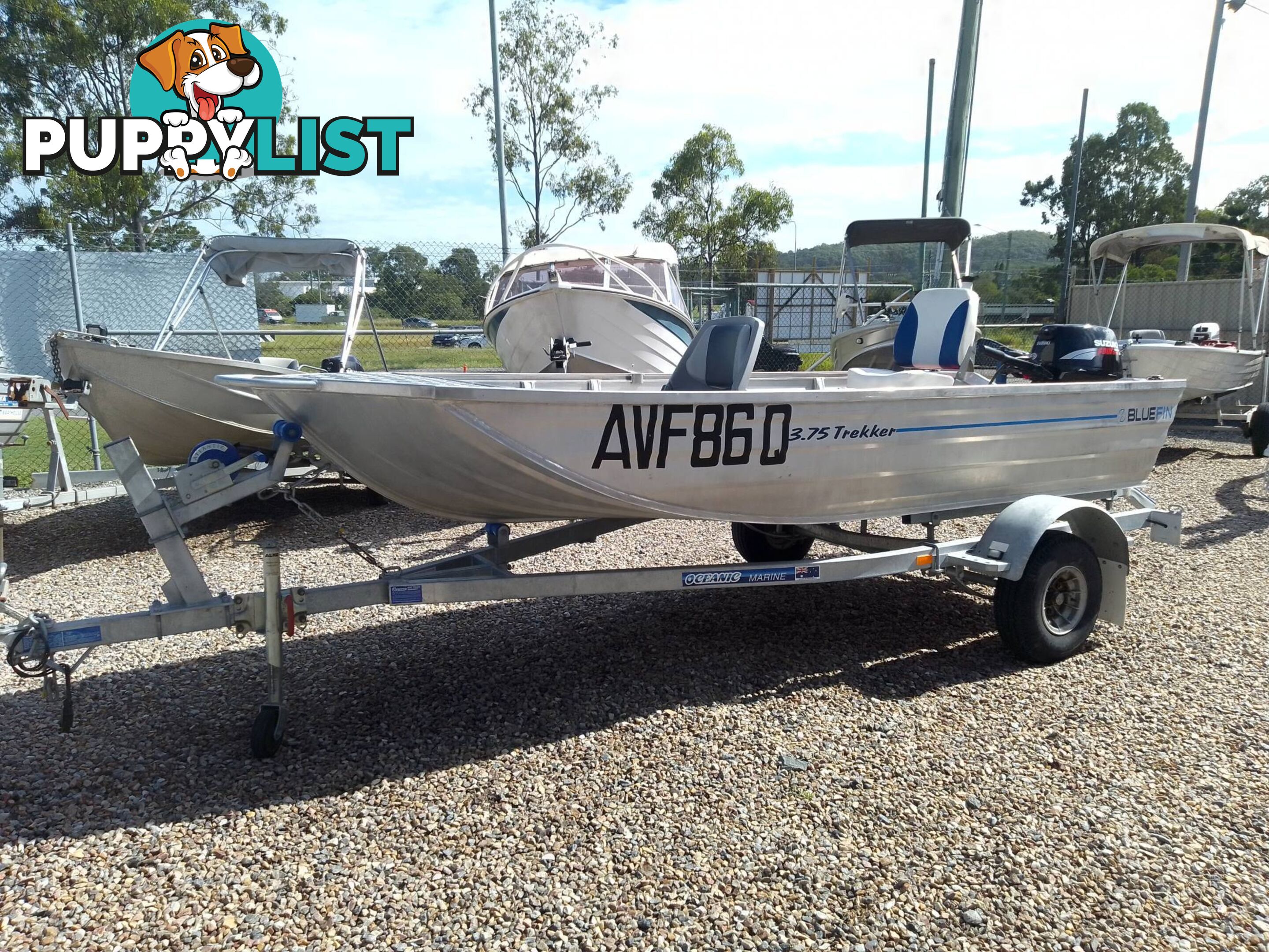 BLUE FIN ALUMINIUM TREKKER 375 DINGHY-15HP SUZUKI AND TRAILER