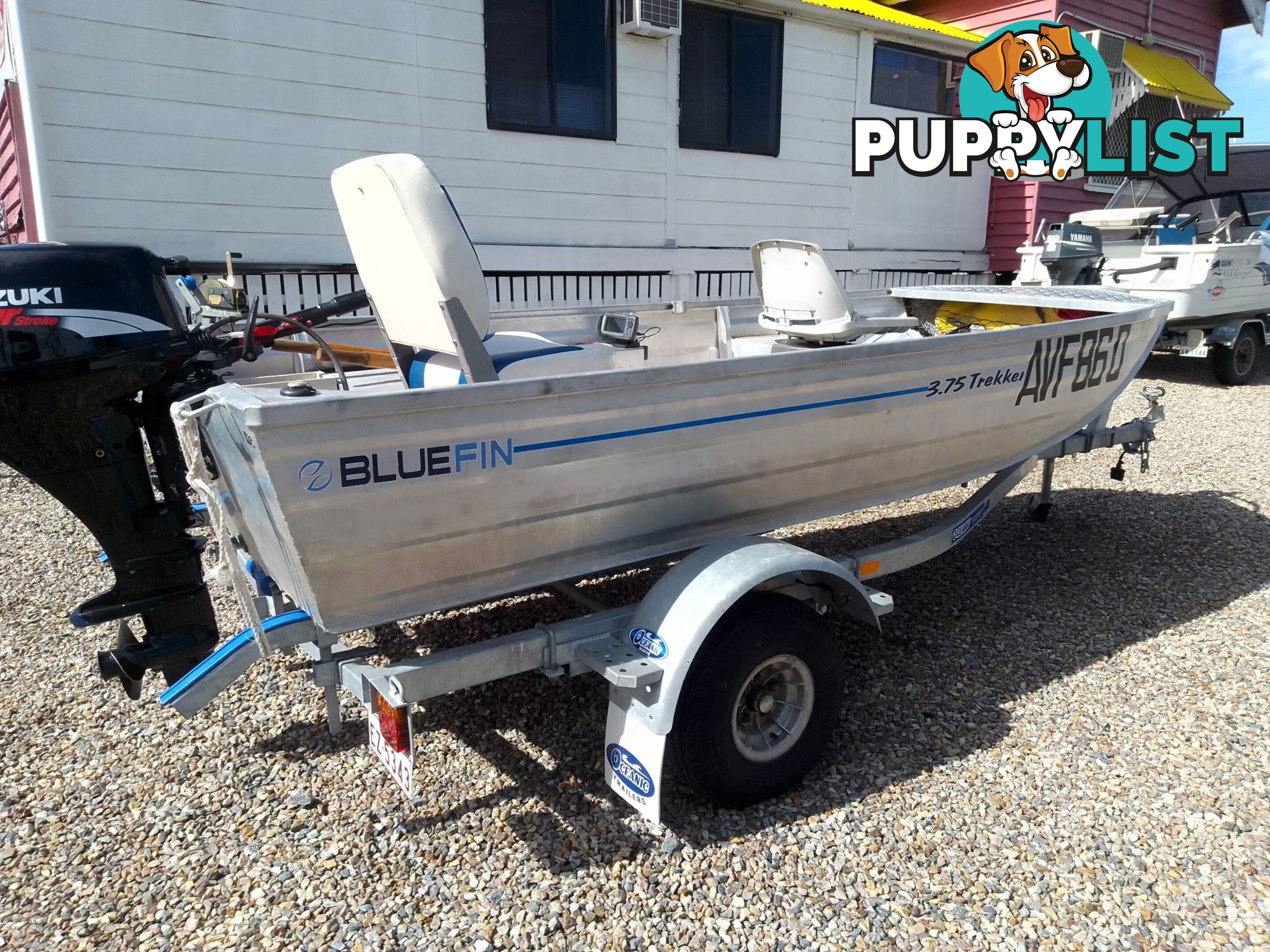 BLUE FIN ALUMINIUM TREKKER 375 DINGHY-15HP SUZUKI AND TRAILER