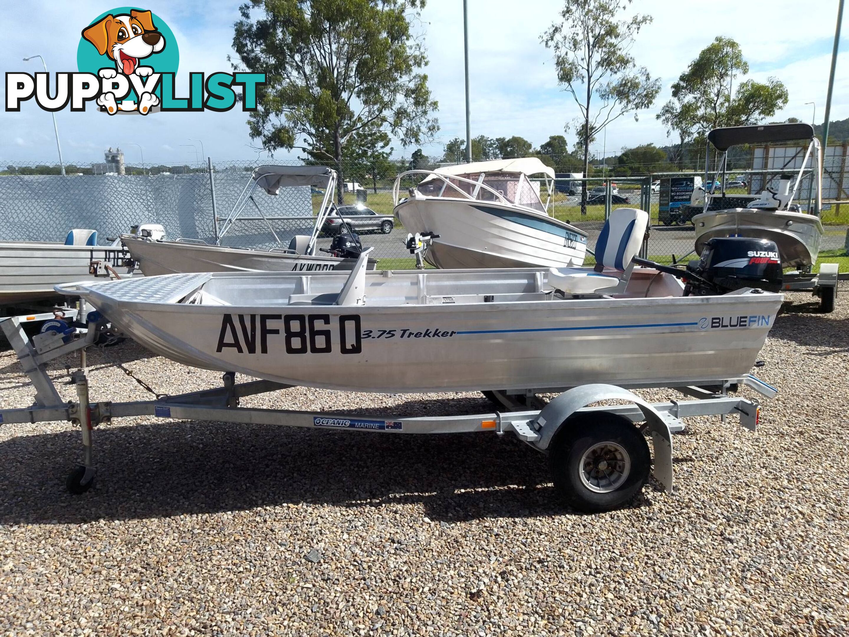 BLUE FIN ALUMINIUM TREKKER 375 DINGHY-15HP SUZUKI AND TRAILER