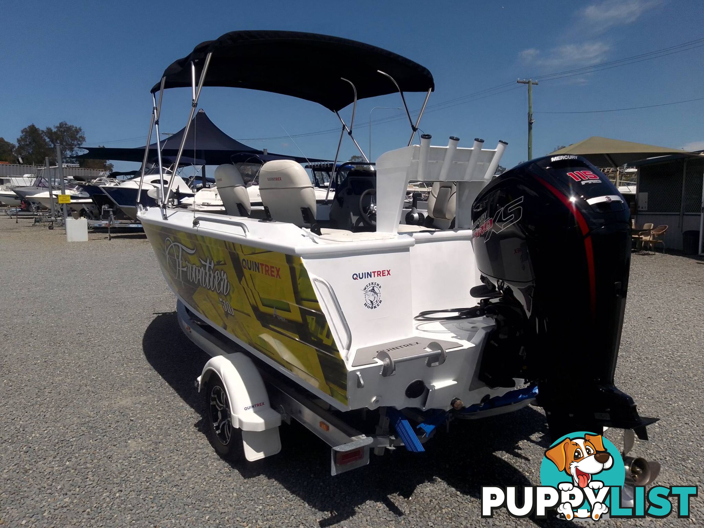 QUINTREX FRONTIER 510 CENTRE CONSOLE 5.1M RUNABOUT-MERCURY PRO 115HP 4 STROKE AND ALLOY TRAILER