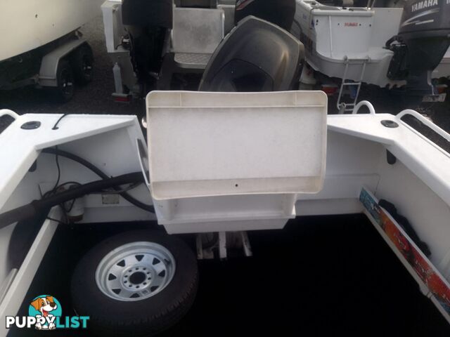 USED 2011 BROOKER DISCOVERY 5M CENTRE CONSOLE WITH A 2007 75HP MERCURY EFI 4 STROKE OUTBOARD ON A 2002 QUINTREX SINGLE AXLE TRAILER.