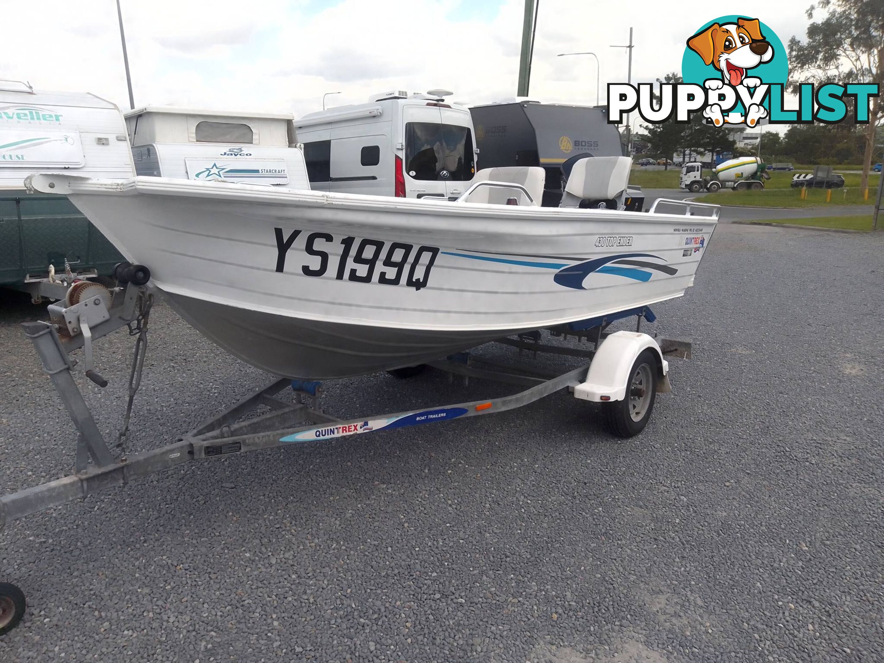 QUINTREX TOP ENDER 430 RUNABOUT-MERCURY 40HP 4 STROKE AND TRAILER