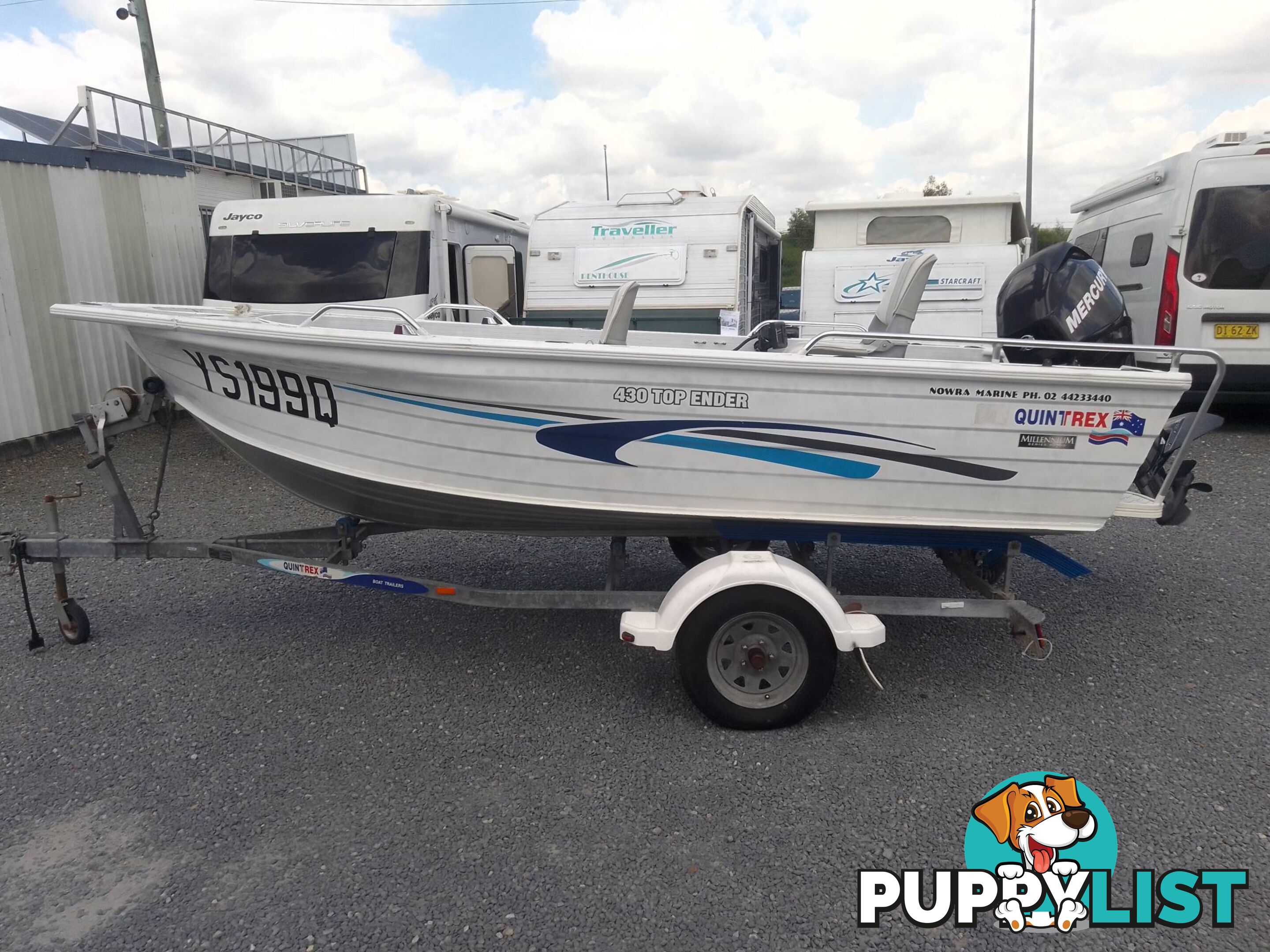 QUINTREX TOP ENDER 430 RUNABOUT-MERCURY 40HP 4 STROKE AND TRAILER