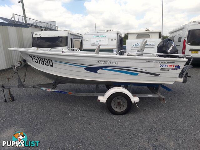 QUINTREX TOP ENDER 430 RUNABOUT-MERCURY 40HP 4 STROKE AND TRAILER