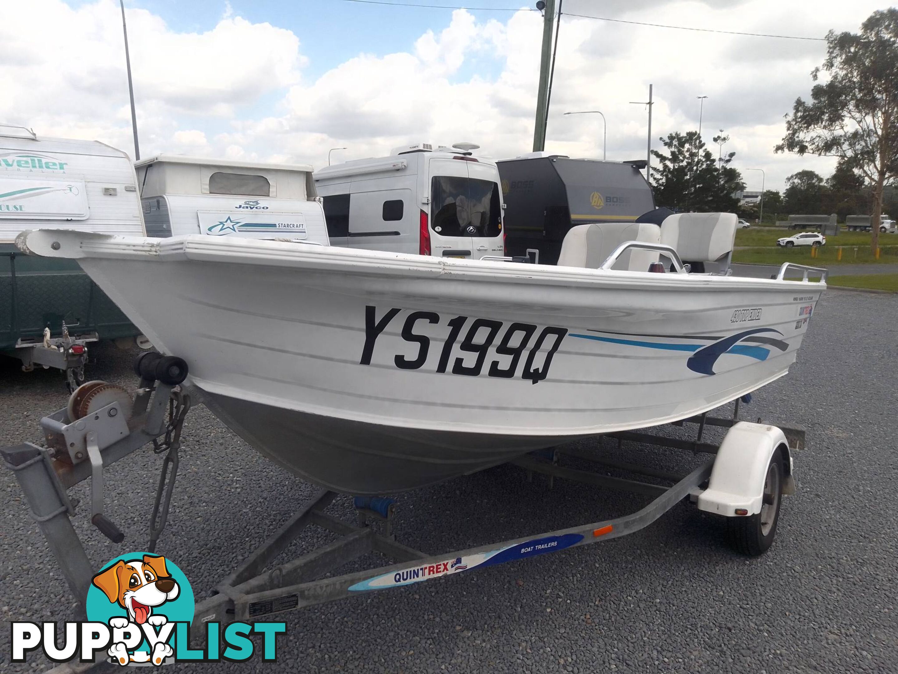 QUINTREX TOP ENDER 430 RUNABOUT-MERCURY 40HP 4 STROKE AND TRAILER