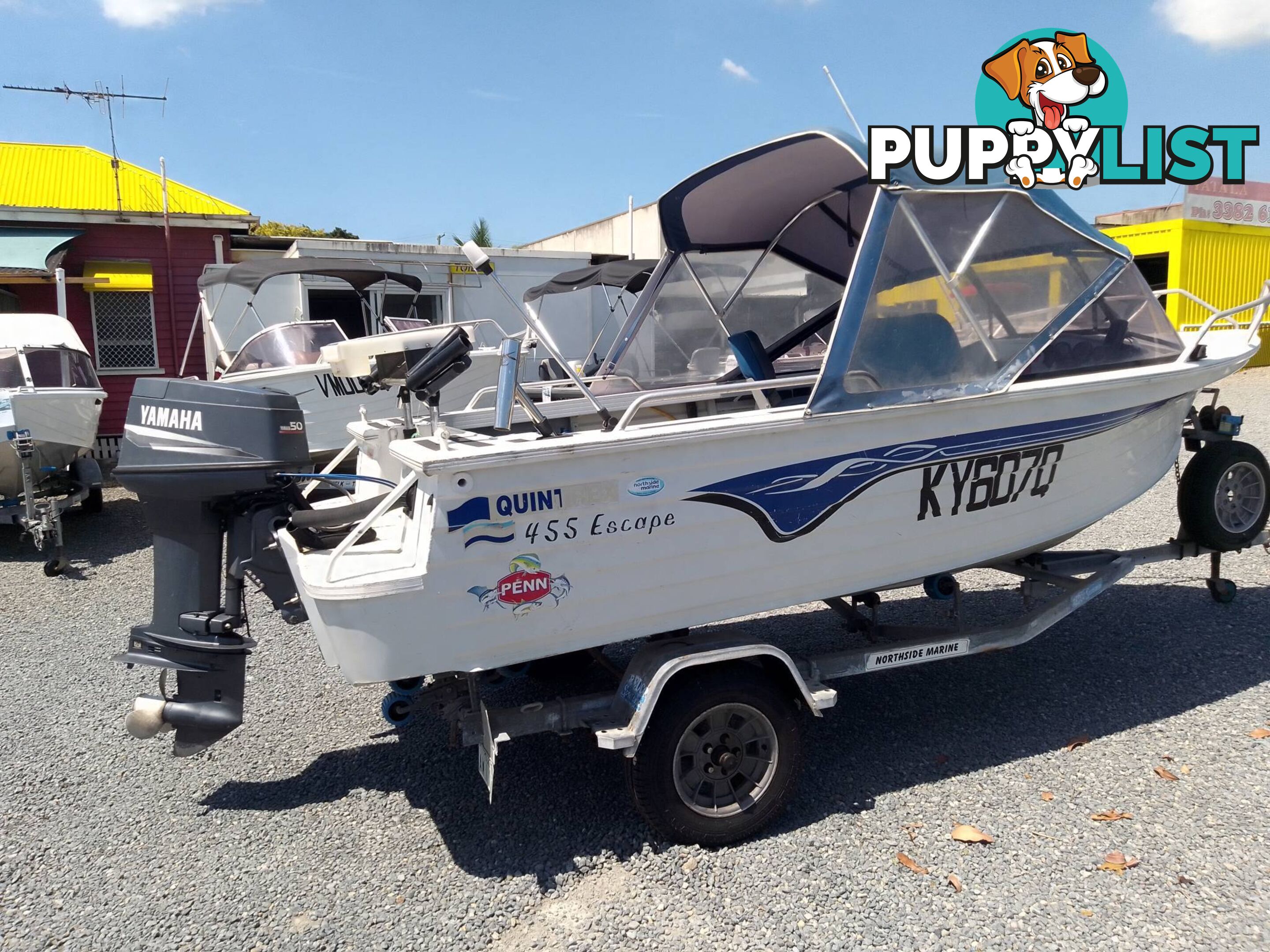 QUINTREX ESCAPE 455 RUNABOUT-50HP YAMAHA 2 STROKE AND TRAILER