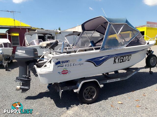 QUINTREX ESCAPE 455 RUNABOUT-50HP YAMAHA 2 STROKE AND TRAILER