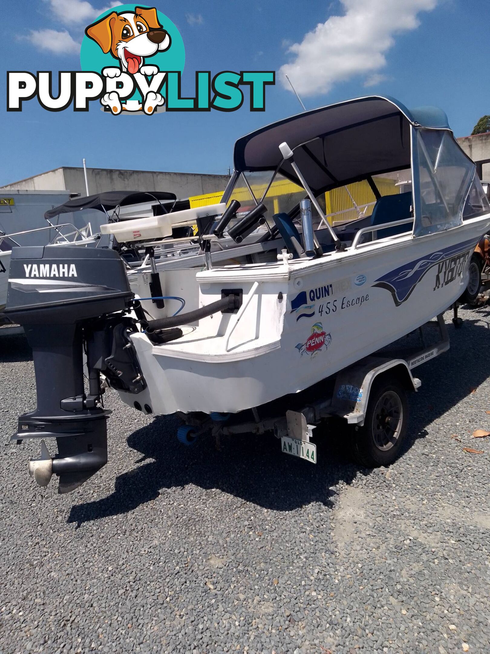 QUINTREX ESCAPE 455 RUNABOUT-50HP YAMAHA 2 STROKE AND TRAILER