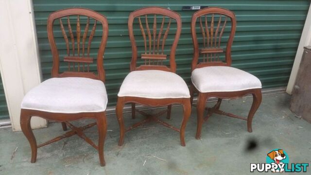 3 x PERIOD WALNUT DINING CHAIRS