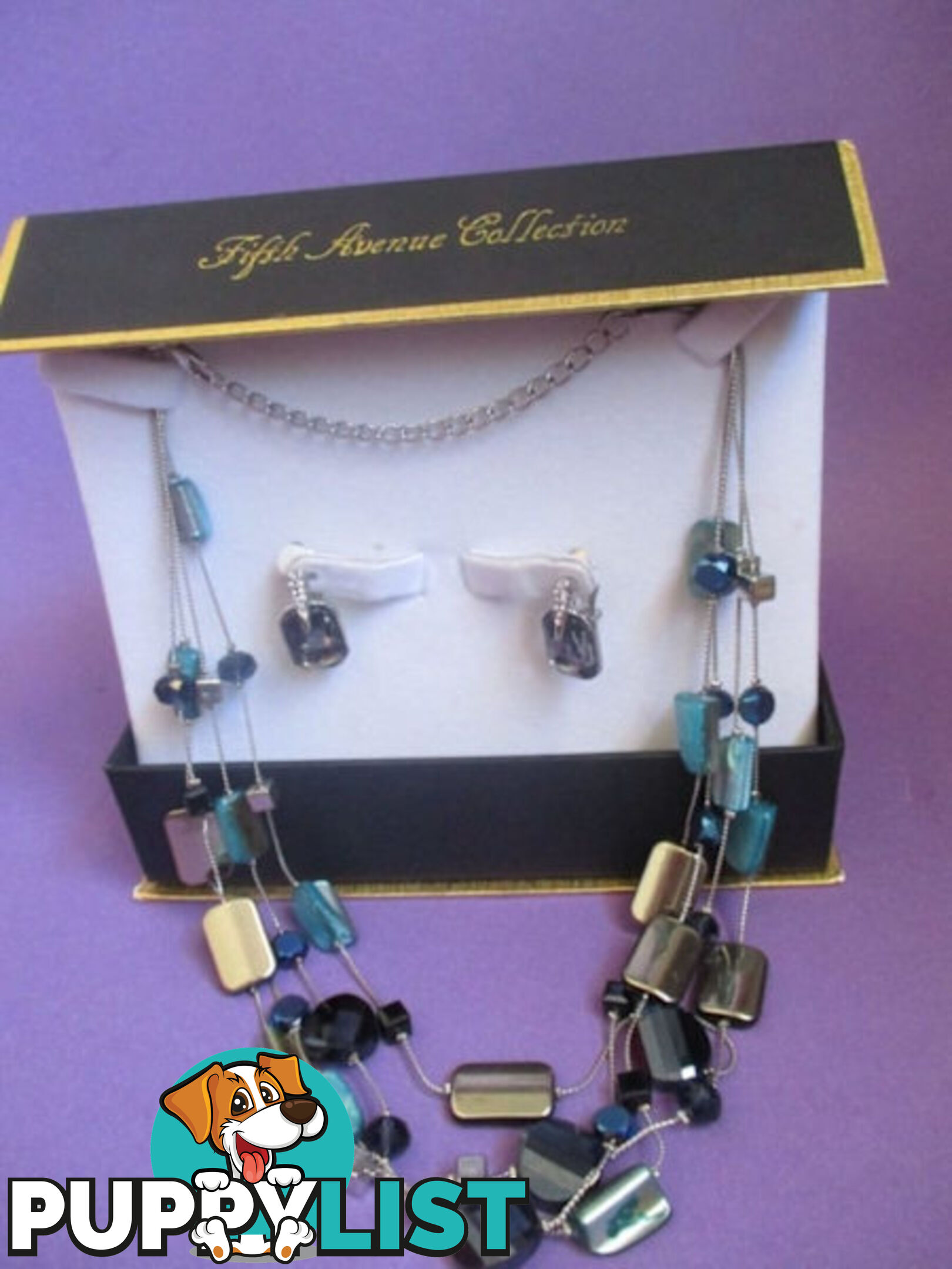 Womens Jewelry Necklace & Clip On Earrings Fifth Ave Collection-NEW