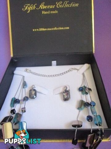 Womens Jewelry Necklace & Clip On Earrings Fifth Ave Collection-NEW