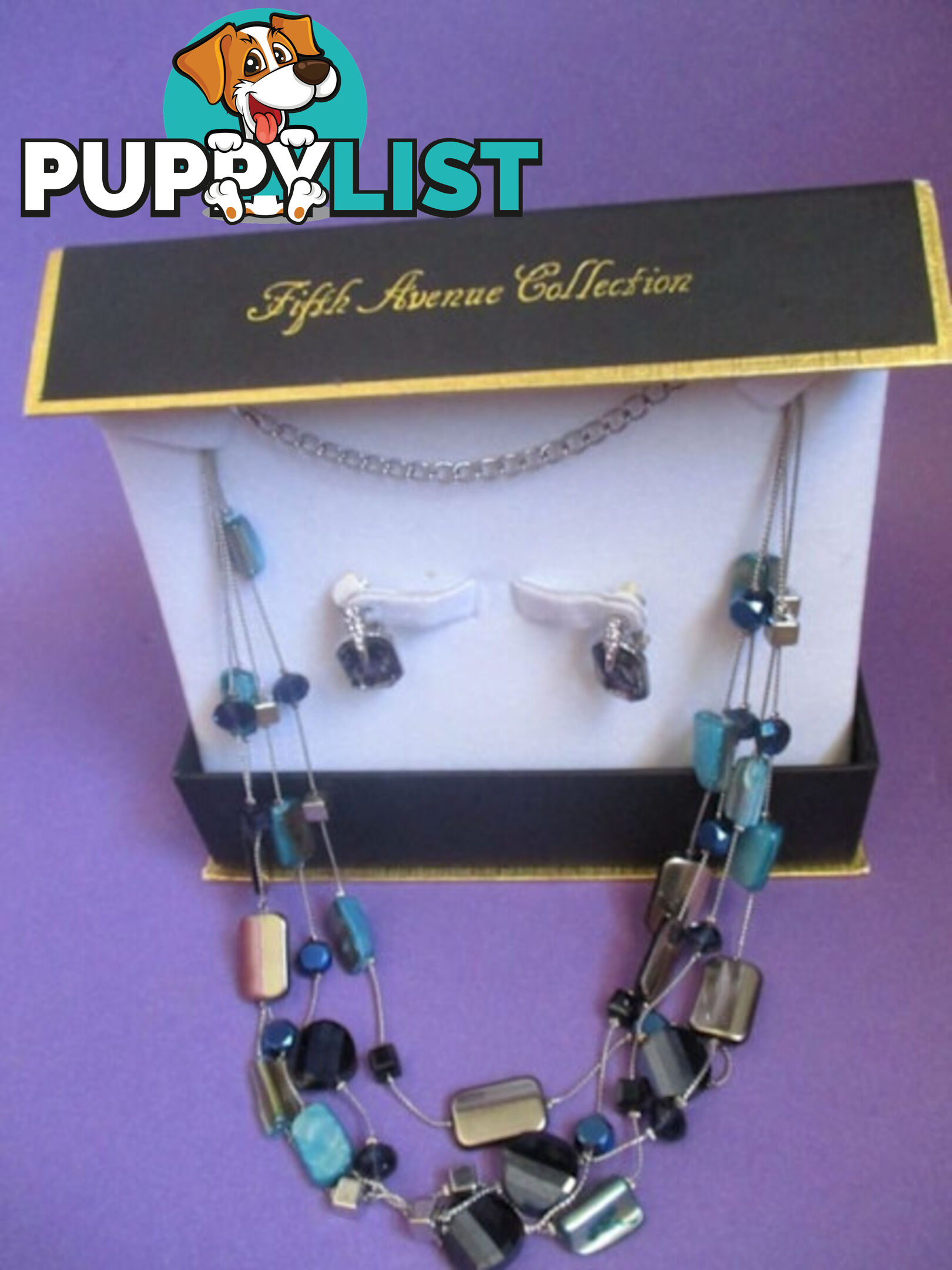 Womens Jewelry Necklace & Clip On Earrings Fifth Ave Collection-NEW