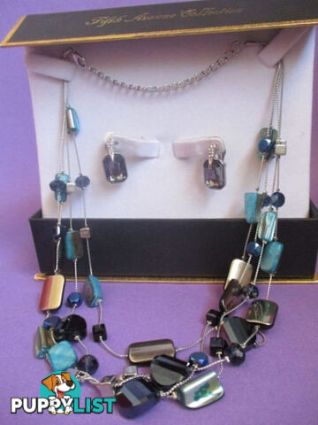 Womens Jewelry Necklace & Clip On Earrings Fifth Ave Collection-NEW
