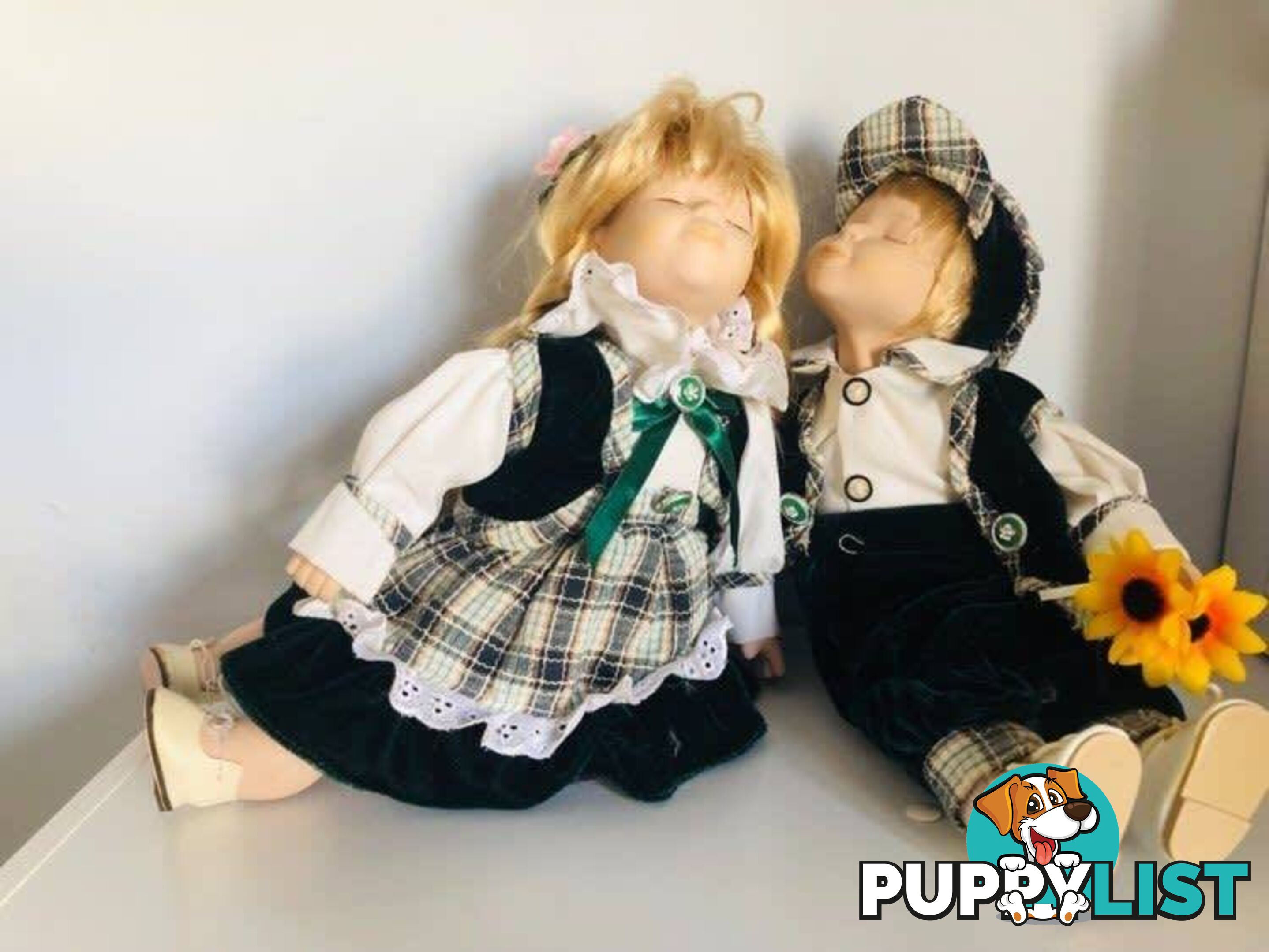 Porcelain Dolls Sold As A Pair Only Excellent Condition-Woodcroft