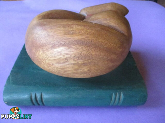 Sleeping Cat Wooden Bookend-Woodcroft