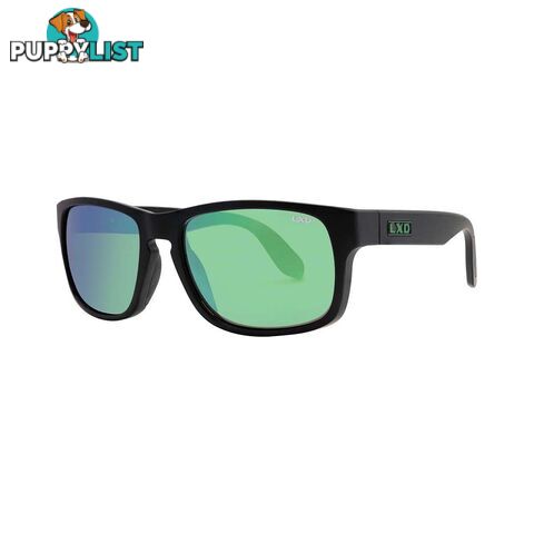 LXD Menâs Baja Mirror Polar Sunglasses Matt Black with Green Lens