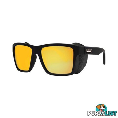 LXD Unisex Caspian Brooksy Sunglasses Polar Black with Orange Mirror Lens