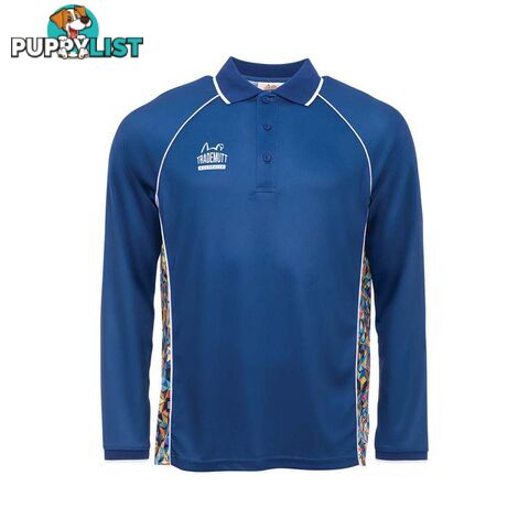 TradeMutt Men's Solid Long Sleeve Sublimated Polo