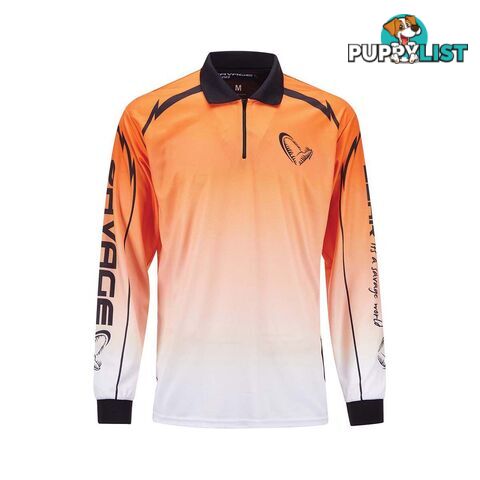 Savage Gear Men's Orange to White Sublimated Polo