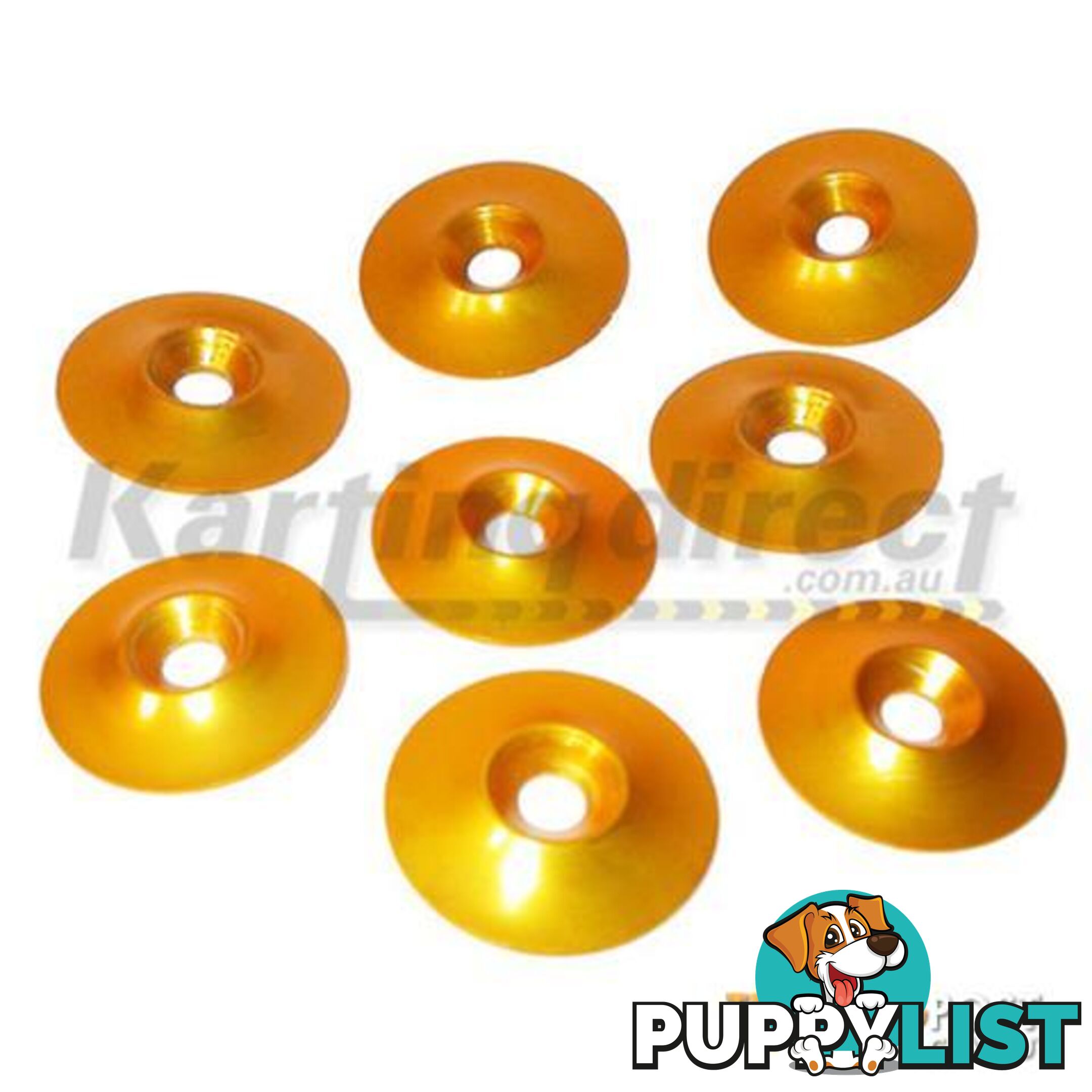 Go Kart Seat Washers  Counter Sunk Alloy  Gold Anodised  Pack of 8 - ALL BRAND NEW !!!