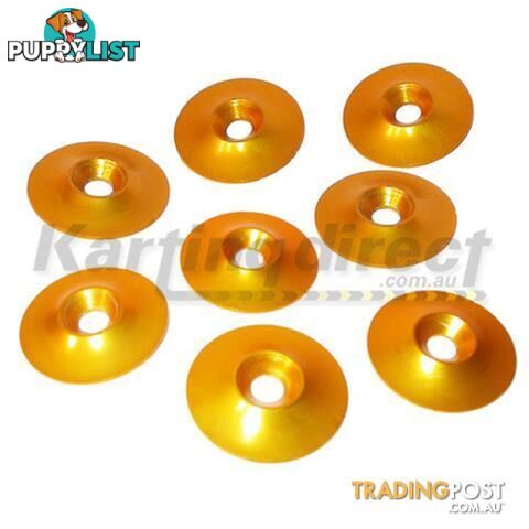 Go Kart Seat Washers  Counter Sunk Alloy  Gold Anodised  Pack of 8 - ALL BRAND NEW !!!