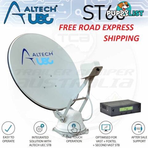 Altech UEC AURA ST60 Self Pointing Motorised Satellite Dish Vast Foxtel TV Caravan