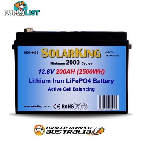 Solarking 200 AH 12V Lithium Battery LiFePo4 100 A BMS Active Cell Balancing