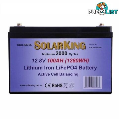 Solarking 100Ah 12V Lithium Battery LiFePo4 100A BMS Active Cell Balancing