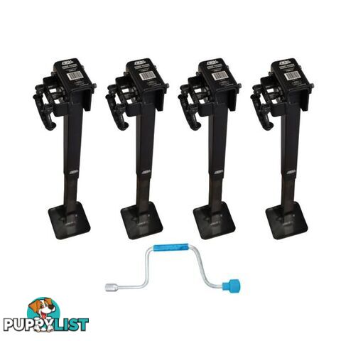 4x Ark 750mm Drop Down Corner Steady Stabiliser Legs Black