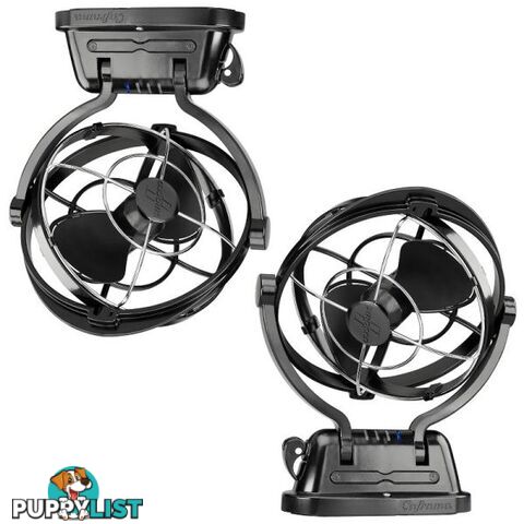 TWIN PACK Caframo Sirocco II 12V 24V Caravan Fan 360 Gimbal Design Black WINTER SPECIAL