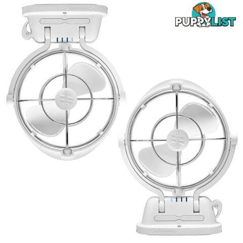 TWIN PACK Caframo Sirocco II 12V 24V Caravan Fan 360 Gimbal Design White WINTER SPECIAL