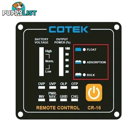 Cotek Remote Control Flush Mount Display for SP Inverter Series CR-16A