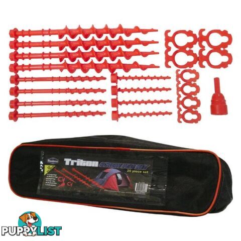 Wanderer Triton 20 Piece Screw In Tent Peg Kit Drill Adaptor Bag