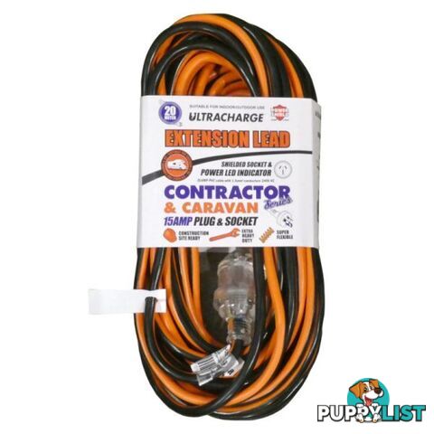 Ultracharge Heavy Duty 20M 15A Extension Lead Cord