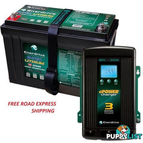 Enerdrive ePOWER B-TEC 12V 125Ah G2 Lithium Battery + AC 20A Charger