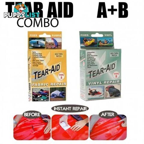 Tear Aid Type A & Type B Combo Kit Fabric & Vinyl Instant repair patch kit