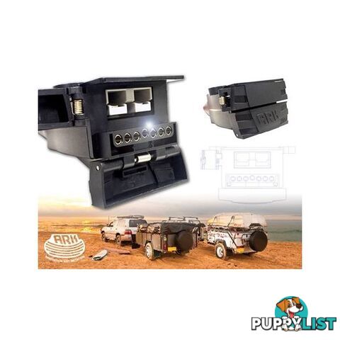 ARK FSP7AB Dual Power 7 Pin Flat Trailer Socket with 50 Amp Anderson Plug + LED