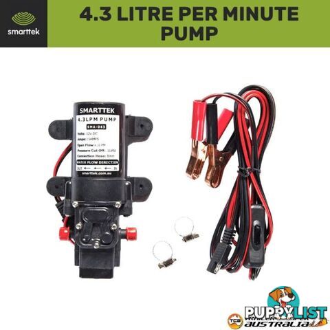 Smarttek 4.3LPM 12v Water Pump + Power Cable & Alligator Clamps